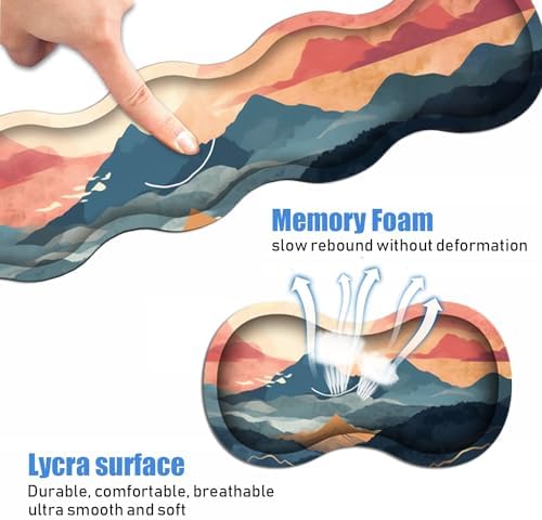 Ergonomic Keyboard Wrist Rest and Mouse Pad Wrist Rest Set, Large XXL Gaming Mousepad 31.5"x 11.8", Memory Foam, Easy Typing Pain Relief, Multifunctional Desk Mat for Office & Home, Mountain Sunrise - Image 4