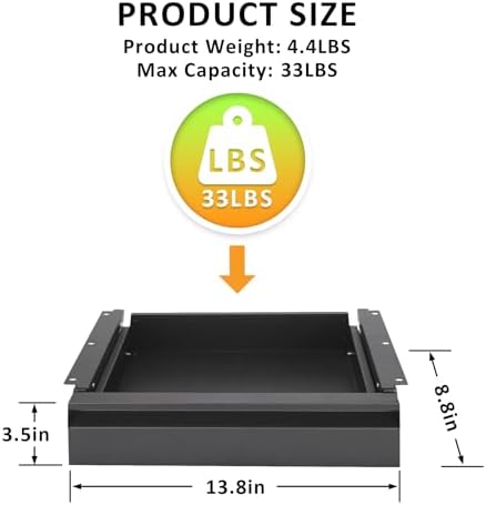 POPMOON 13.8 inch Under Desk Drawer, Steel Pull-Out Storage Organizer - Image 2