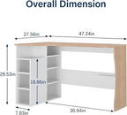 Garvee L Shaped Desk with Storage Shelves, Small Corner Desk for Small Spaces, Corner Table with 3 Tier Shelves, Home Office, Writing Study Gaming Desk Oak Wood - Image 2