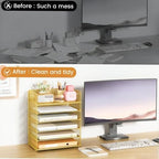6 Tier Paper Organizer with Handle,Construction Teacher Desk Decor,Gold - Image 3