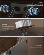 Book Stands for Reading,Adjustable Book Holder with 360° Rotating Metal Base,Foldable Cookbook Stand, Reading Hands Free with ABS Expandable Page Clips for Recipe,Textbook,Laptop - Image 4