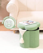 B FSOBEIIALEO Storage Ottoman Cube, 15" Flower Shaped Ottomans, Green - Image 4