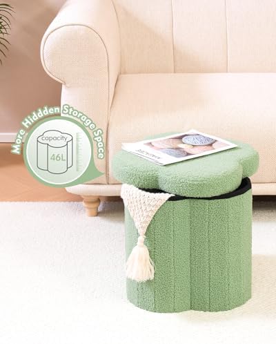 B FSOBEIIALEO Storage Ottoman Cube, 15" Flower Shaped Ottomans, Green - Image 4