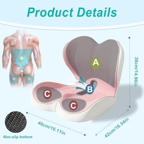 Seat Cushion for Office Chair, Ergonomic Cushion with Lumbar Support Pillow - Image 2