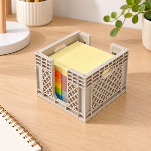 Mini Milk Crate Sticky Note Holder Compatible with 3 x 3 Inch Pads, pink - Image 4