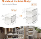 Lifewit 3 Tier Plastic Stackable Storage Baskets for Clothes 1 Pack, White - Image 4