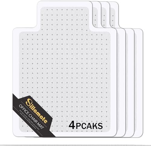 Plastic Office Chair Mat for Carpeted Floors, Heavy Duty Floor Mat,Eco-Friendly Series Studded Carpet Desk Chair Mats-36'' x 48'' (36 inches X 48 inches x 4 pc) by Sillamate