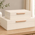 Decorative Storage Boxes with Lids, 2 Pack, PU Leather Organizer Bins by Unknown