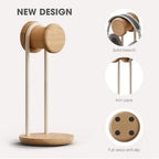 Fenge Headphone Stand with Storage Base, Headset Holder for Desktop, Oak - Image 4