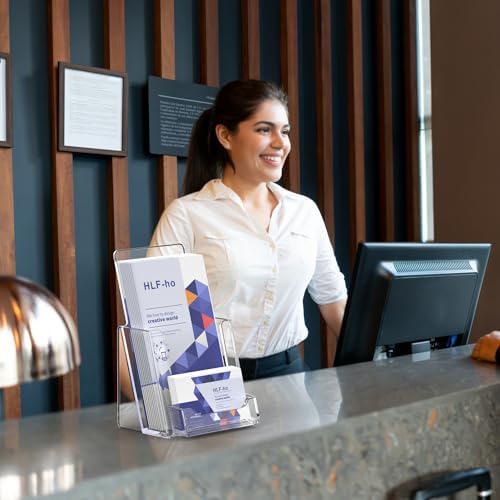 Brochure Holder 4x9 Inch Acrylic Literature Holders Clear Flyer Display Stand with Business Card Slot Pamphlet Holder Multi Purpose Organizer for Office, Lobby, Hotels, Trade Shows, 12 Pack - Image 7