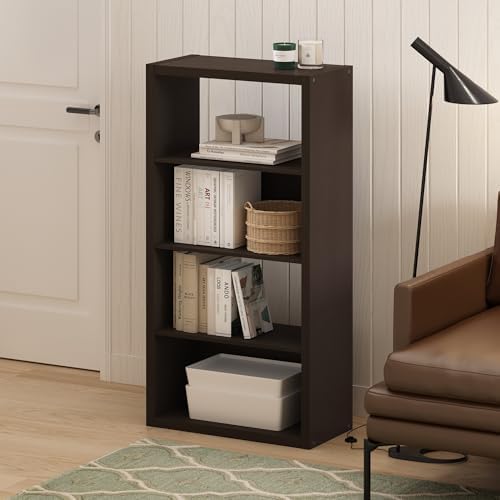 Furinno Viola 4-Tier Book Shelf, Extra Thick Frame Bookshelf, Dark Oak - Image 2