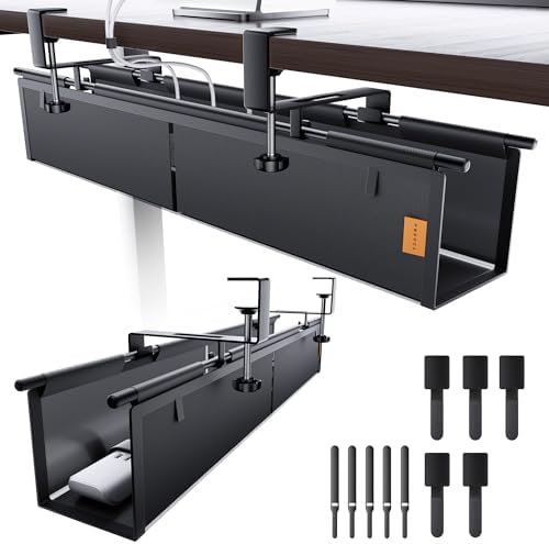 27" No Drill Under Desk Cable Management Tray (Black) by NODOCA