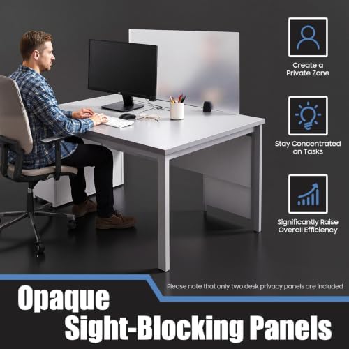 2 Pack Desk Privacy Panels & Dividers, 30x18 Inch Frosted Acrylic Sneeze Guard with Clamps, Office Cubicle Partitions & Countertop Shields for Privacy in Offices, Schools, Call Centers - Image 4