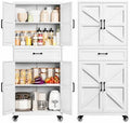 White Metal Kitchen Storage Pantry Cabinet Rolling Garage Storage Cabinet by Yizosh