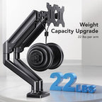 HUANUO Dual Monitor Mount for 2 Monitors up to 30 inches, Each Arm Holds Max 22lbs, Dual Monitor Stand with Advanced System, Height-Adjustable/Tilt/Swivel/Rotate, VESA Standard 75mm or 100mm - Image 5