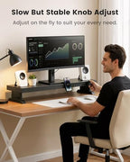 Height Adjustable Dual Monitor Stand Riser with 6-Port USB Hub, Black - Image 4