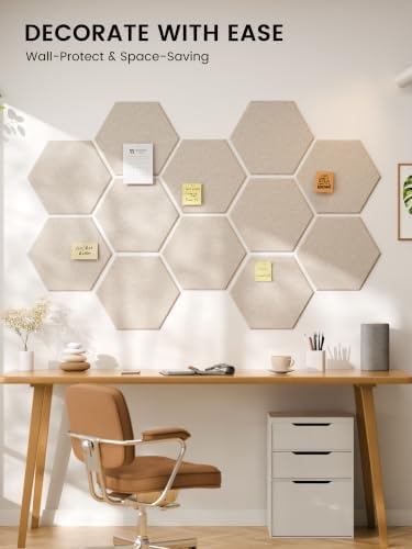 Fluxynara Extra Large 12-Pack Felt Bulletin Board Tiles, Oatmeal - Image 4