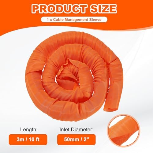 MECCANIXITY Wire Split Braided Wire Loom 10ft(3 m) - 2"(50mm) Orange - Image 2