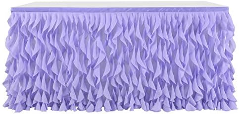 Leegleri Lavender Purple Curly Willow Tulle Tutu Table Skirt for Rectangle or Round Table,Ruffle Table Skirts for Mermaid Party Baby Shower Decoration(L 6(ft)*H 30in table skirt) by LeegleriTableSkirt