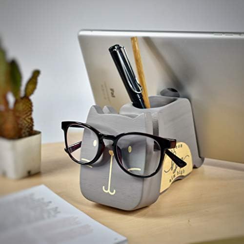 I'm Wood Multipurpose Eyeglass Phone Pen & Pencil Holder Stand Stationery Desk Organizer Accessories, For Home Office Desktop Decor Birthday Graduation Gifts “Dream Big Aim High” (Cat) - Image 4