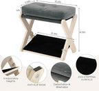Adjustable Foot Rest Under Desk at Work, 16.6" Wide Wooden Ergonomic Footstool with 3 Height Options, Velvet Cushion, Non-Slip EVA Stepping Surface & Posture Support for Office, Home & Gaming - Image 2