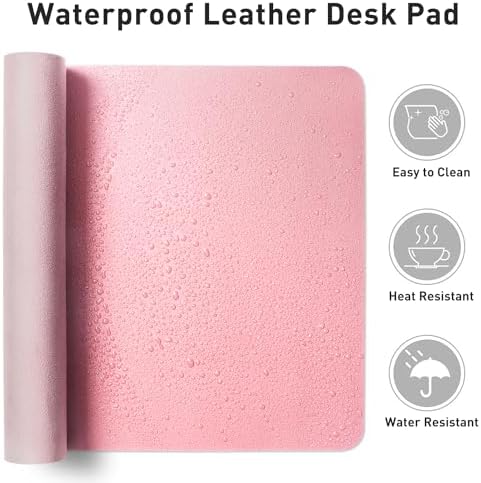 Aothia Faux Leather Desk Mat – Large Mouse Pad, Non-Slip PU Leather Blotter, Waterproof Writing Surface for Office and Home (Fairy Pink, 47.2" x 23.6") - Image 6