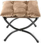 15" Upholstered Folding Foot Rest Stool with Foldable Metal Frame Khaki by WELL-STRONG