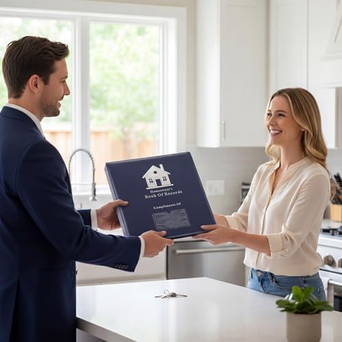 The Homeowner's Book of Records, Large Hardcover Home Management Binder for Real Estate Agent Closing Gift, 11.4 x 10.6 Inch Navy Blue Organize Household Receipts & Repair Maintenance Log Book - Image 6