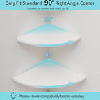 Corner Shelves, Floating Corner Shelf, Set of 2 Solid Oak Wood Wall Shelves, Round End Wall Mount with Wire Hole Shelving for Small Plant for Bedroom Kitchen, Living Room White - Image 4