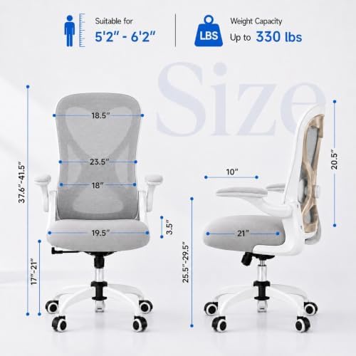 Ergonomic Home Office Chair, 4-Way Lumbar, Thick Cushion, 330LBS (Gray/Champagne) - Image 2