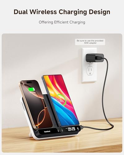 Dual Phone Foldable Wireless Charging Station for iPhone, Galaxy, Pixel - Image 2