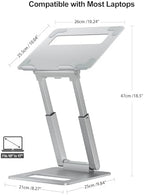 tounee Laptop Stand for Desk Adjustable Height, Telescopic Computer Stand with Pull Out Design Ergonomic Laptop Riser Fits All Laptops 10-17"-Silver - Image 3
