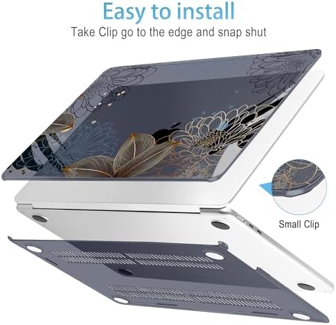 Mektron for 2026/2025/2024/2023 MacBook Air 15 INCH M5 A3448 /M4 A3241 /M3 A3114 /M2 A2941 Case, Printed Plastic Hard Shell Cover with 15.3" Liquid Retina Display Touch ID, Line Chrysanthemums - Image 5