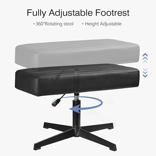 VECELO Under Desk Footrest, PU Ergonomic Foot Rest with Comfort Padding, Height Adjustable for Relieving Leg Pain, Stiffness, and etc, Black - Image 4