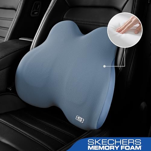 Skechers Women’s Lumbar Pillow, Memory Foam Lumbar Support Pillow for Office,Chair Lower Back Pain Relief Lumbar Pillow,Ergonomic Design Back Support Pillow for Office Chair,Car,Home,Travel,Blue - Image 2