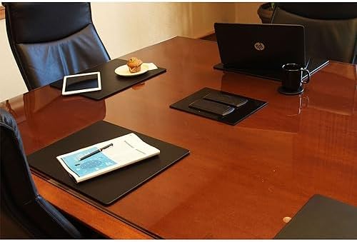Dacasso Classic Black Leather 17" x 14" Luxury Conference Table Pad - Leather Desk Blotter for Writing - Boardroom Organization & Executive Desk Décor - Image 6