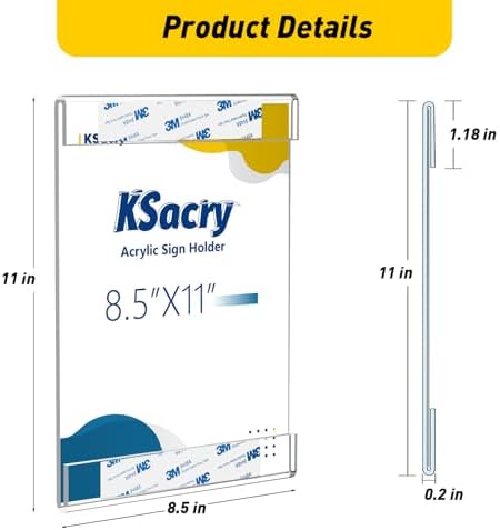 12 Pcs Acrylic Sign Holder 8.5 x 11, Vertical Wall Mount Sign Holders - Image 6