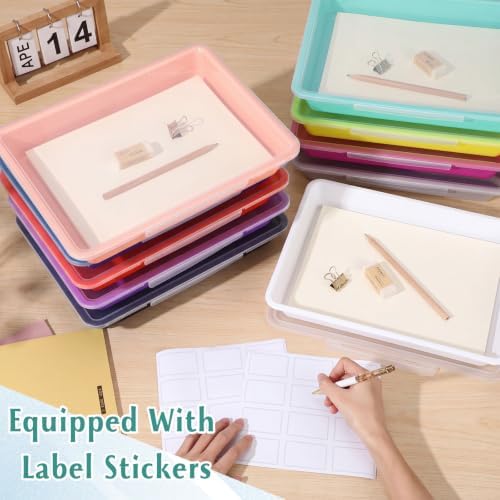 Tinlade 12 Pcs Classroom Paper Storage Bins with Lids, Vibrant, 13x10in - Image 5