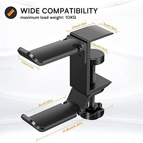 Under‑Desk Dual Gaming Headset Hanger,Rotatable Clamp Hook - Image 2