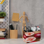 PU Leather Multi-Compartment Pen Holder Desktop Organizer Pencil Cup Storage Caddy for Office Home Supplies Closeup of A Pile of Cranberry Halfs And Full Berries Horizontal Image - Image 6