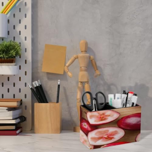PU Leather Multi-Compartment Pen Holder Desktop Organizer Pencil Cup Storage Caddy for Office Home Supplies Closeup of A Pile of Cranberry Halfs And Full Berries Horizontal Image - Image 6