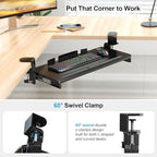 Supcline Keyboard Tray Under Desk with 60° Swivel Clamp & Height Adjustment - Image 3