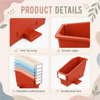 gisgfim 12 Pcs Non-Tip Book Bins with Stabilizer Wings (Morandi) - Image 3
