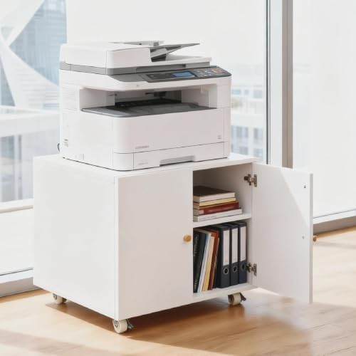 23.6" H Printer Stand with Storage Cabinet & Wheels by Unknown