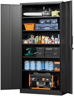 Letaya Metal Garage Storage Cabinets with Lock-72 Tall Tool Organizer Steel Lockers, 5 Adjustable Layers Shelves for Home,Office,Warehouse,Garage,(Black-72“) by LetayaMetalCabinets