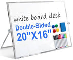20x16 Inch Dry Erase Whiteboard, Magnetic Double Sided with Stand, White by Lincia