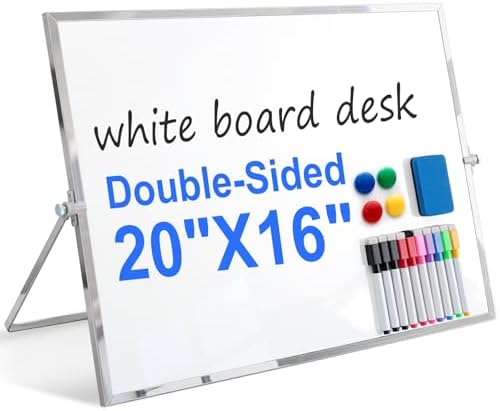 20x16 Inch Dry Erase Whiteboard, Magnetic Double Sided with Stand, White by Lincia