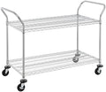 Finnhomy 2-Tier Commercial Grade Rolling Cart, Heavy Duty Utility Cart, Carts with Wheels and Handles, Kitchen Cart on Wheels, Metal Serving Cart with 700 lbs Capacity, Shelf Size 24" D x 48" W, NSF by Finnhomy