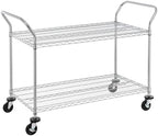 Finnhomy 2-Tier Commercial Grade Rolling Cart, Heavy Duty Utility Cart, Carts with Wheels and Handles, Kitchen Cart on Wheels, Metal Serving Cart with 700 lbs Capacity, Shelf Size 24" D x 48" W, NSF by Finnhomy