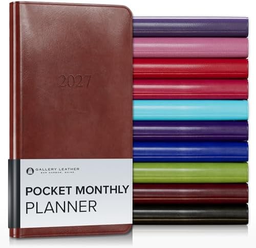 Gallery Leather Pocket Monthly Planner 2026-2027 Acadia Tan by GalleryLeather